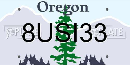 8USI33 Oregon License Plate