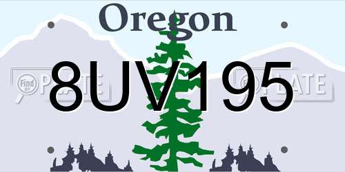 8UV195 Oregon License Plate