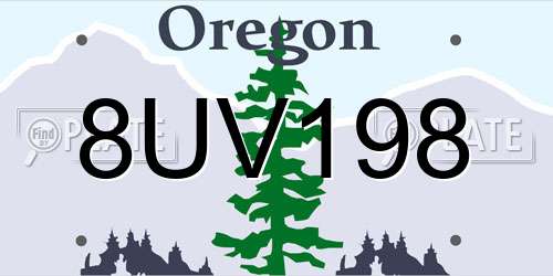 8UV198 Oregon License Plate