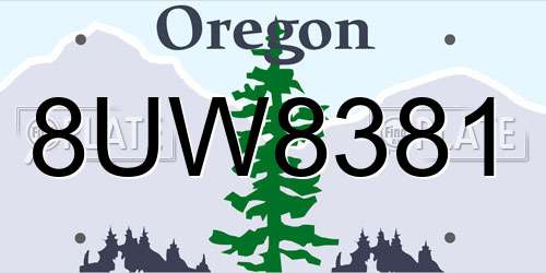8UW8381 Oregon License Plate