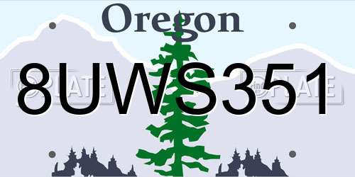 8UWS351 Oregon License Plate