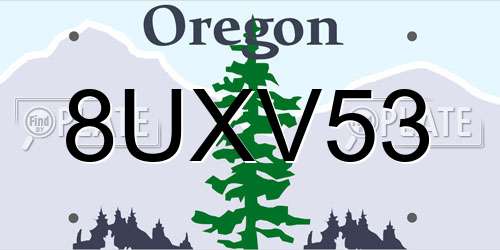 8UXV53 Oregon License Plate