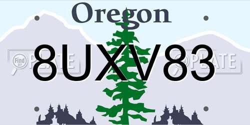 8UXV83 Oregon License Plate