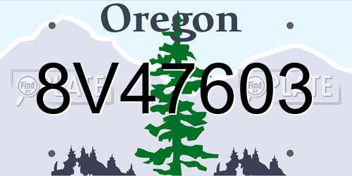8V47603 Oregon License Plate