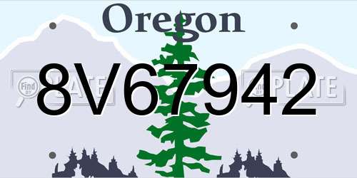 8V67942 Oregon License Plate