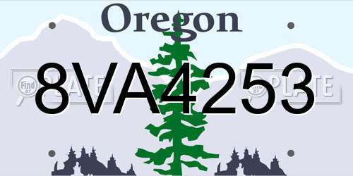8VA4253 Oregon License Plate
