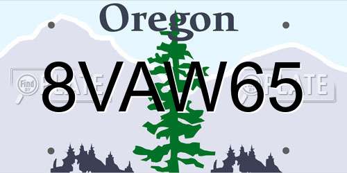 8VAW65 Oregon License Plate
