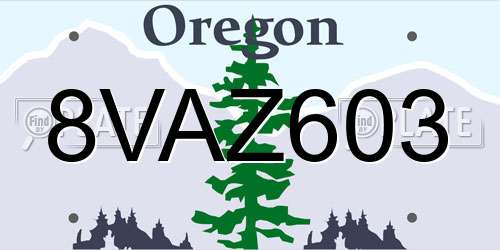 8VAZ603 Oregon License Plate