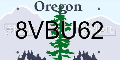 8VBU62 Oregon License Plate