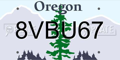 8VBU67 Oregon License Plate