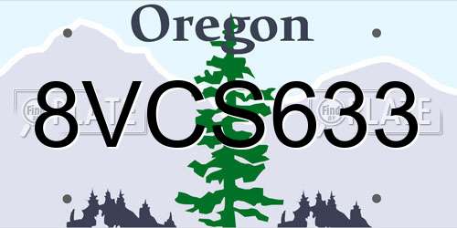 8VCS633 Oregon License Plate