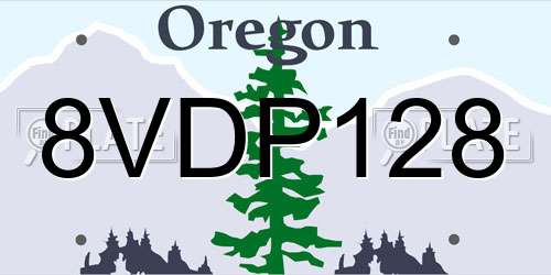 8VDP128 Oregon License Plate