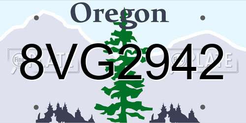 8VG2942 Oregon License Plate