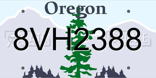 8VH2388 Oregon License Plate