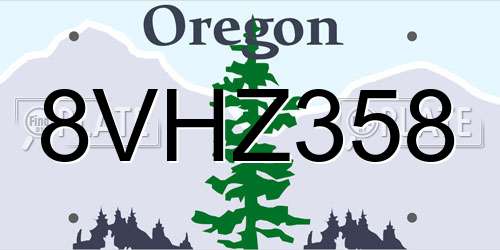 8VHZ358 Oregon License Plate
