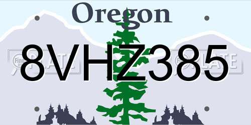 8VHZ385 Oregon License Plate