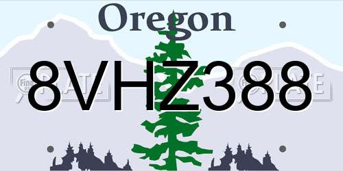 8VHZ388 Oregon License Plate