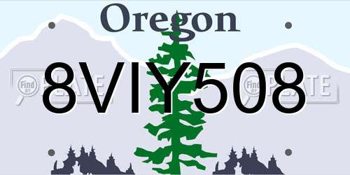 8VIY508 Oregon License Plate