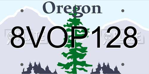 8VOP128 Oregon License Plate