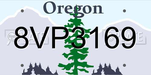8VP3169 Oregon License Plate
