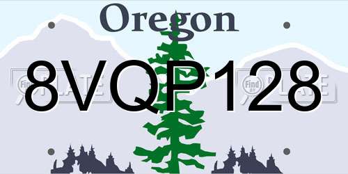 8VQP128 Oregon License Plate