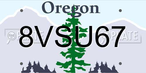 8VSU67 Oregon License Plate