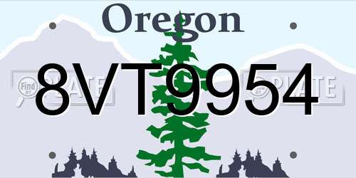 8VT9954 Oregon License Plate