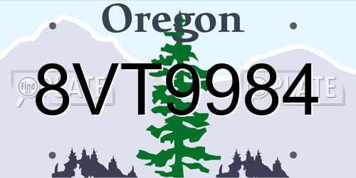 8VT9984 Oregon License Plate
