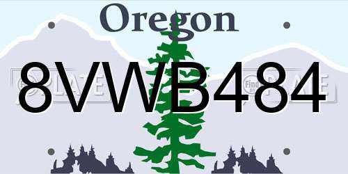 8VWB484 Oregon License Plate
