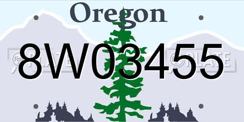 8W03455 Oregon License Plate