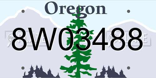 8W03488 Oregon License Plate