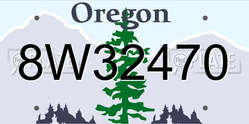 8W32470 Oregon License Plate