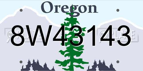 8W43143 Oregon License Plate