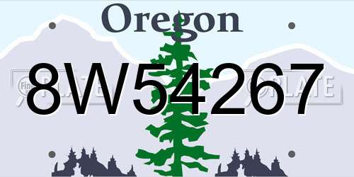 8W54267 Oregon License Plate