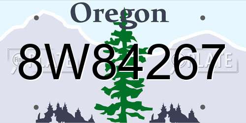 8W84267 Oregon License Plate