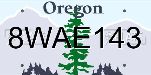 8WAE143 Oregon License Plate