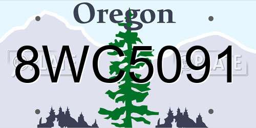 8WC5091 Oregon License Plate