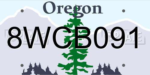 8WCB091 Oregon License Plate