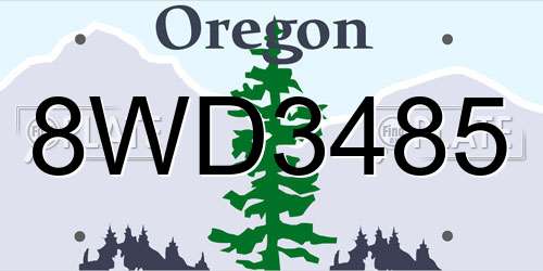 8WD3485 Oregon License Plate