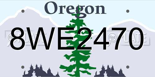 8WE2470 Oregon License Plate