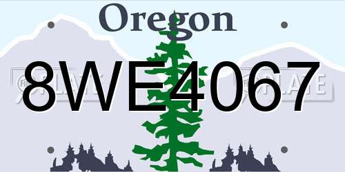 8WE4067 Oregon License Plate