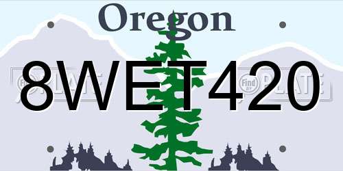 8WET420 Oregon License Plate