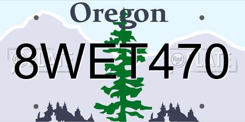 8WET470 Oregon License Plate