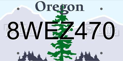 8WEZ470 Oregon License Plate