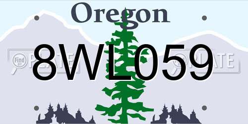 8WL059 Oregon License Plate