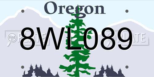 8WL089 Oregon License Plate