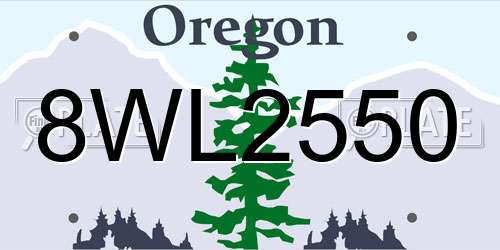8WL2550 Oregon License Plate