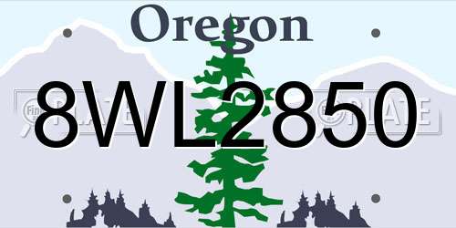 8WL2850 Oregon License Plate