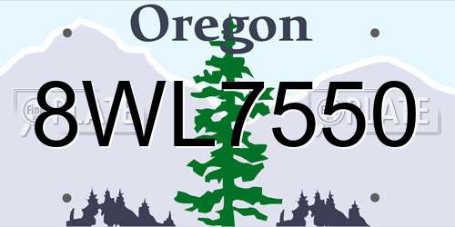 8WL7550 Oregon License Plate