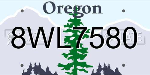 8WL7580 Oregon License Plate
